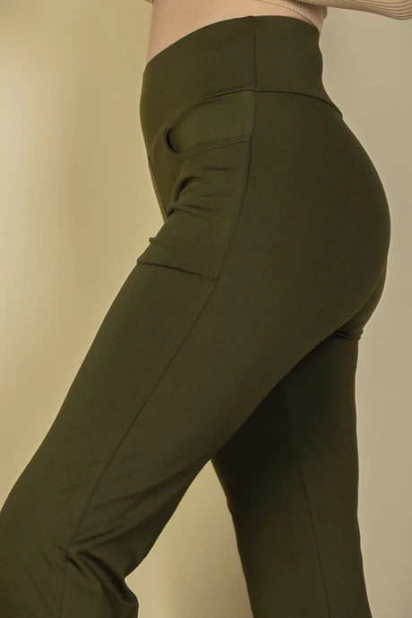 High Waisted Front Pocket Flare Pants