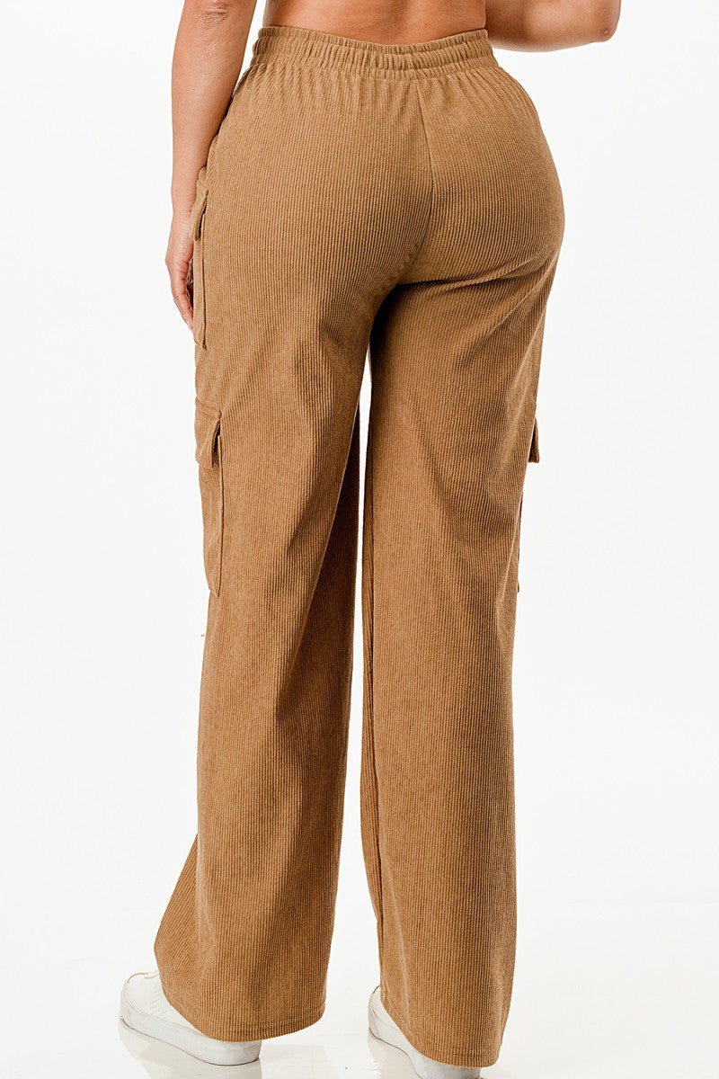 Solid Corduroy Cargo Pants