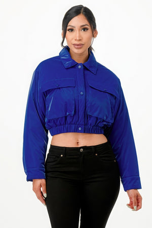 Shiny Puffer Bomber Jacket