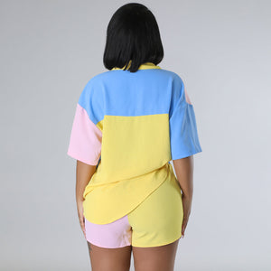 COLOR BLOCK SHORT 2PC SET