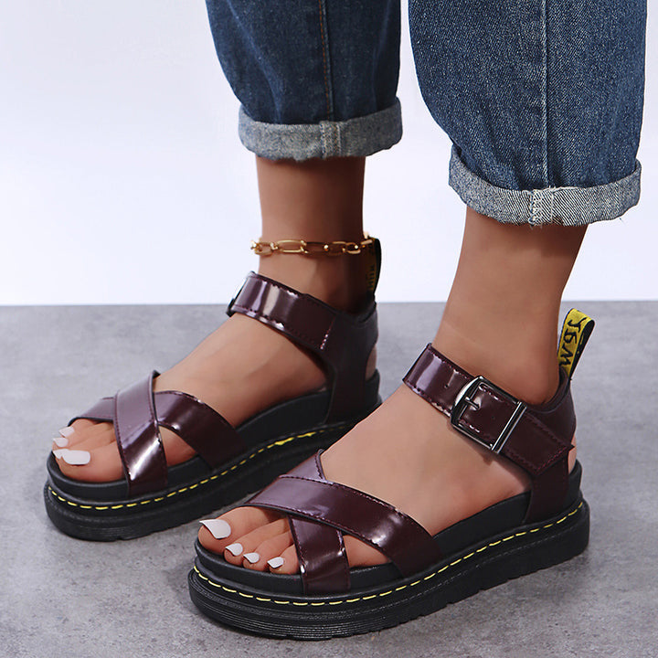 PLATFORM MARTIN ROMAN BUCKLE BEACH SANDALS