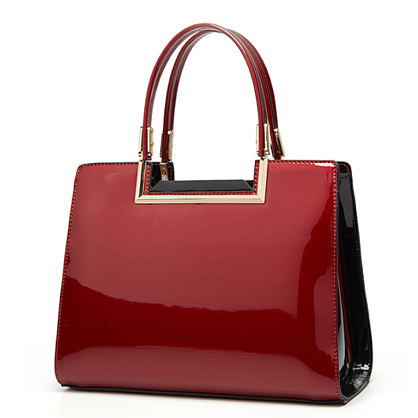 Metal Accent Patent Satchel