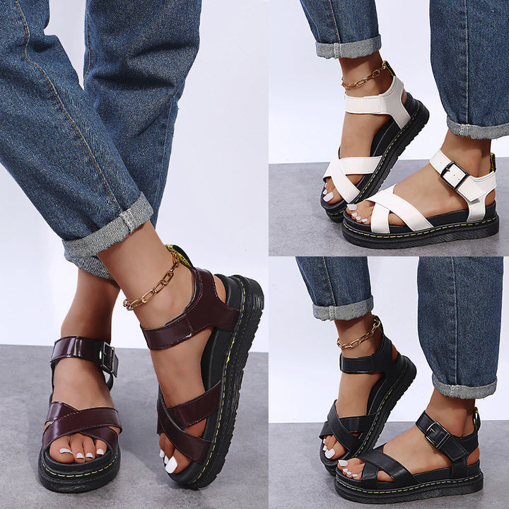 PLATFORM MARTIN ROMAN BUCKLE BEACH SANDALS