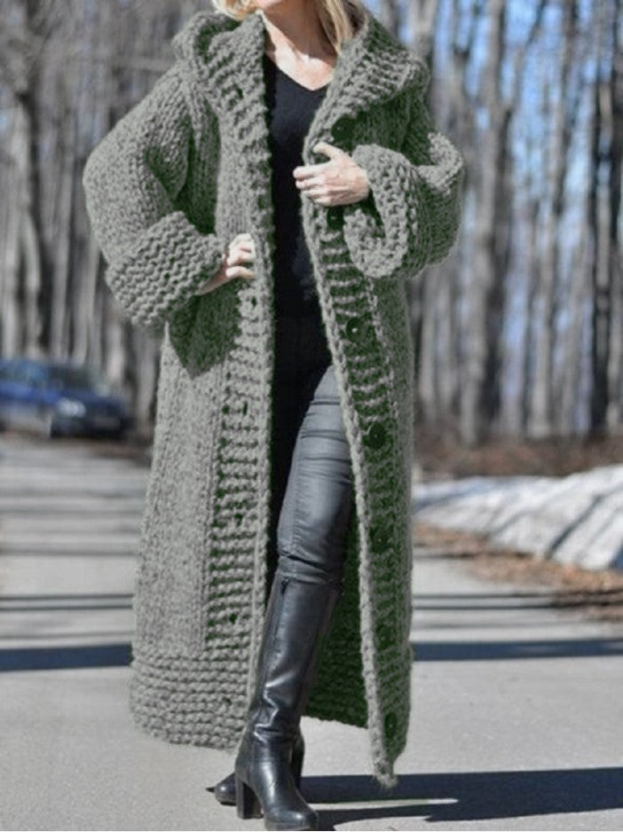 HOODED CARDIGAN LONG SWEATER