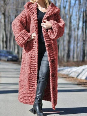 HOODED CARDIGAN LONG SWEATER