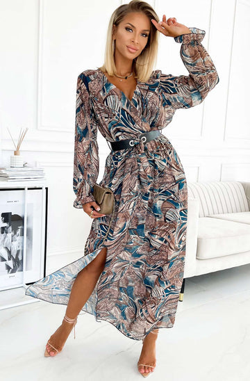 SIDE SLIT WRAP MAXI DRESS