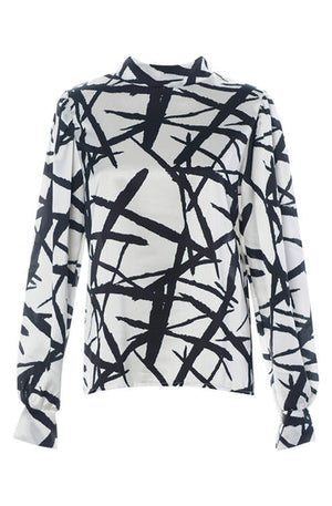 ABSTRACT SATIN TOP BLOUSE SHIRT