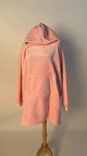 HOODED LONG FLEECE SWEATER - ONE SIZE