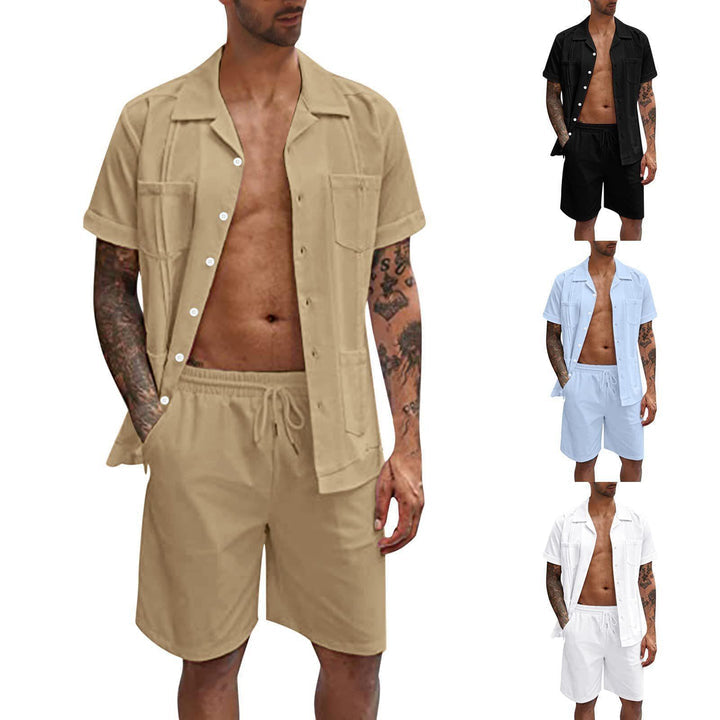 LINEN LOOSE SHORT SLEEVE MEN'S SHORTS SUIT