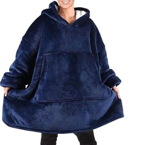 HOODED LONG FLEECE SWEATER - ONE SIZE