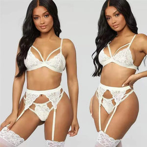 SEXY WOMEN'S LACE 3-PIECE UNDERWEAR SET