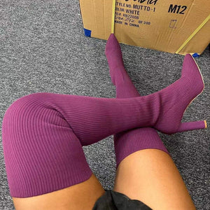 Stretch Thigh High Sock Boot