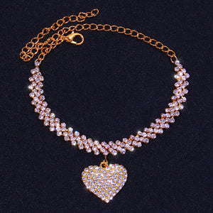 DIAMOND RHINESTONE LOVE PENDANT ANKLET