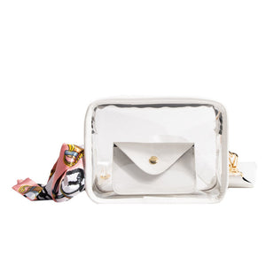 TRANSPARENT SMALL SQUARE BAG PVC CROSSBODY WIDE SHOULDER STRAP LETTER PACK