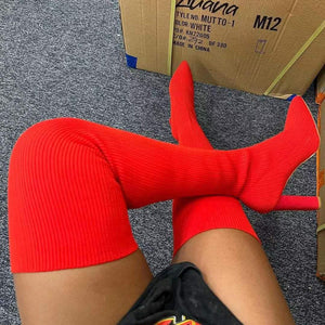 Stretch Thigh High Sock Boot