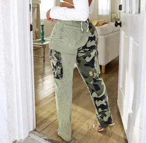 CAMO PATCHWORK POCKET CASUAL TROUSERS