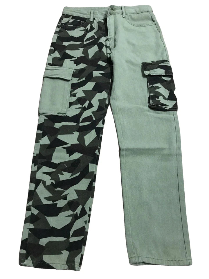 CAMO PATCHWORK POCKET CASUAL TROUSERS