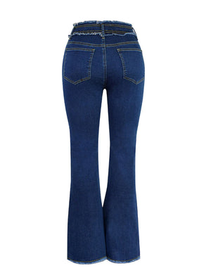 MID WAIST BURRS WOMEN'S DENIM TROUSERS