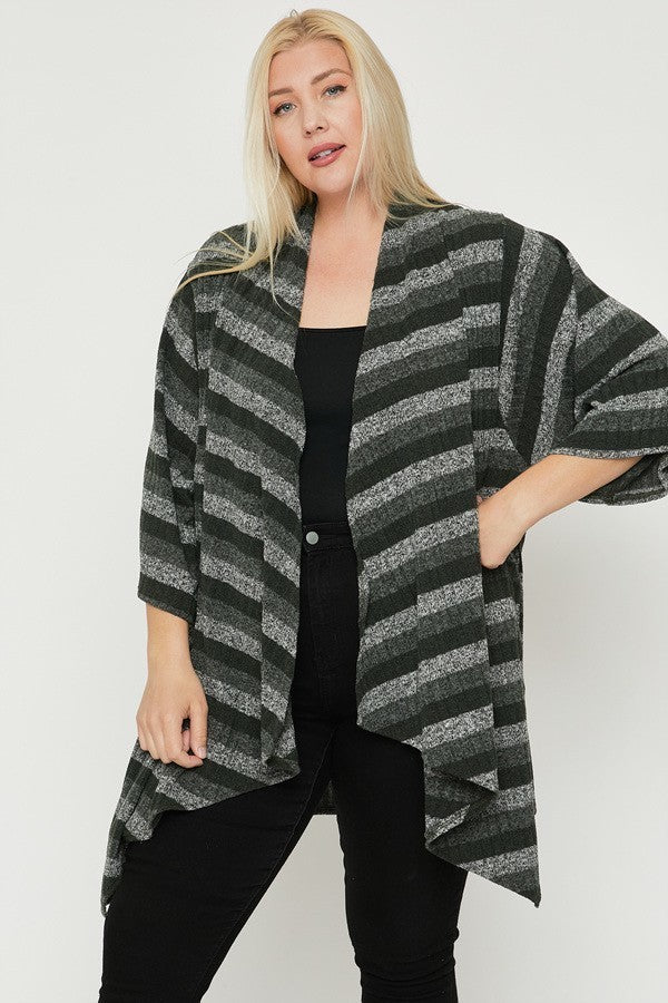 Stripped Kimono Cardigan