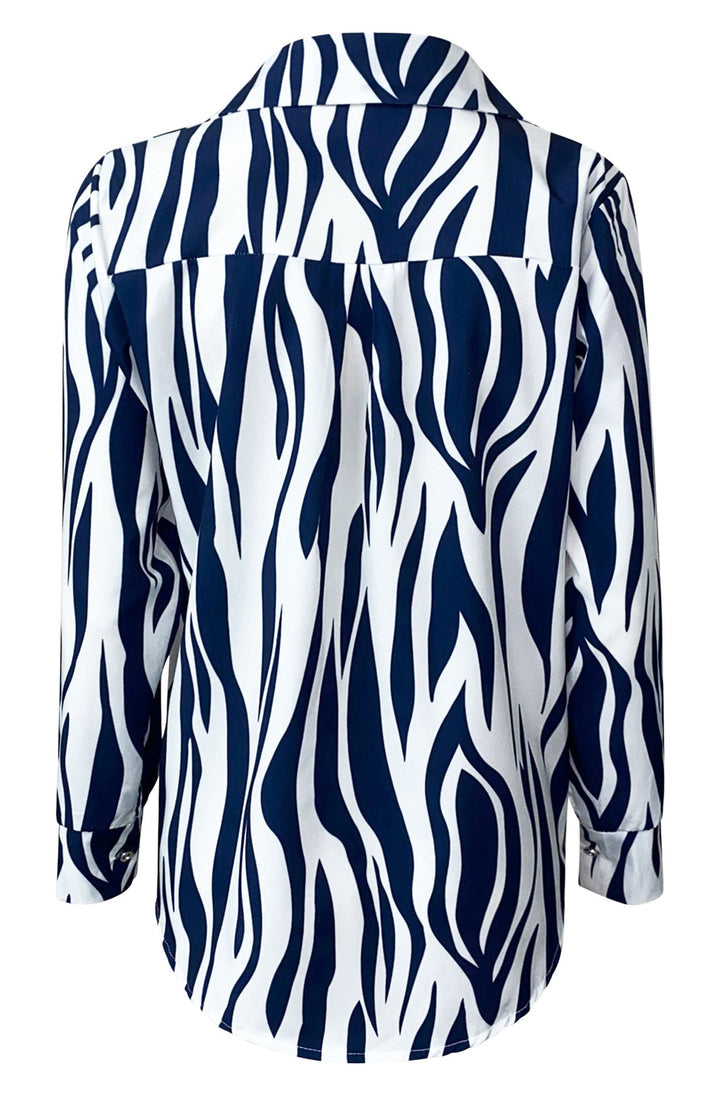 Zebra Print Blouse - Navy