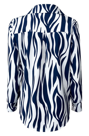 Zebra Print Blouse - Navy