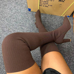 Stretch Thigh High Sock Boot