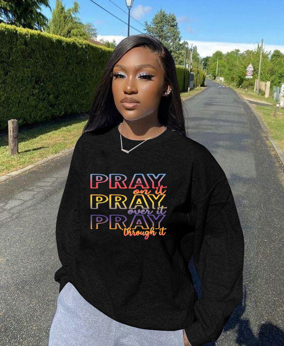 "PRAY" LS CREW NECK SWEATER