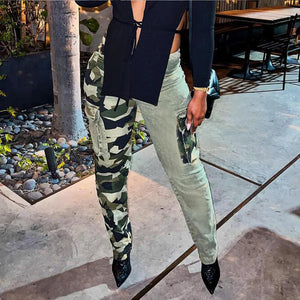 CAMO PATCHWORK POCKET CASUAL TROUSERS